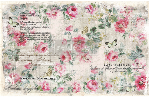 Redesign Decoupage decoratie tissue papier floral wallpaper 19x30 2 sheets