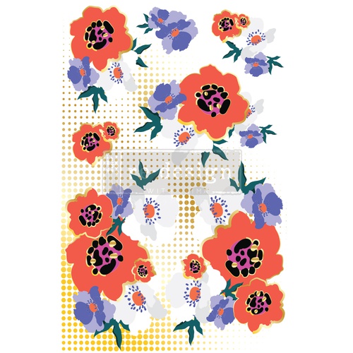 Redesign Decoratie transfers - CECE Modernist Floral - Total sheet size 60,96 cm x 88,90 cm, cut into 2 sheets