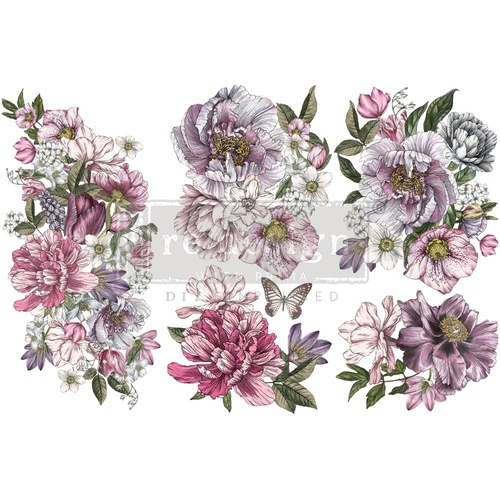 Decoratie transfers - Dreamy Florals - 3 sheets, 15,25 cm x 30,50 cm