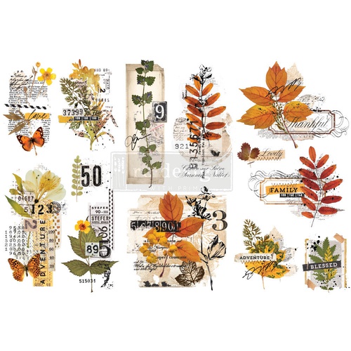 Decoratie transfers - Foliage Collector - 3 sheets, 15,24 cm x 30,48 cm