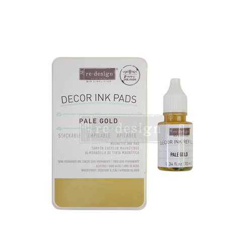 Decoratie inkt Pad - Pale Gold - 1 magnetic case + dry ink pad + 10ml inkt fles