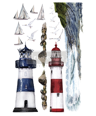 Redesign Decoratie transfers - Lighthouse - size 60,96 cm x 88,90 cm, cut into 2 sheets