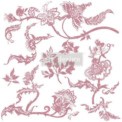[655350652661] Redesign decoratie stempel - Distressed Floral Prints - 30,48 cm x 30, 48 cm (7 pcs)