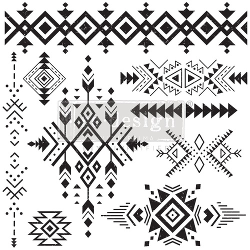 [655350654221] Decoratie stempel - Tribal Prints - 30,5 cm x 30,5 cm sheet size, total 9 pcs