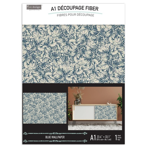 [655350660901] A1 Decoupage Fiber - Blue Wallpaper