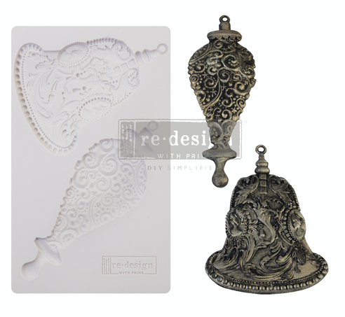 [655350646141] Redesign decoratie mal - Silver Bells - 1 pc, 12,7 cm x 20,32 cm, 8 mm hoog