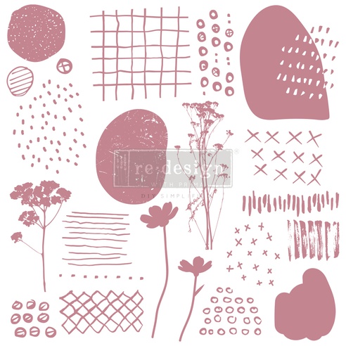 [655350652609] Redesign Decoratie stempel - Abstract Scribbles - 30,48 cm x 30,48 cm (19 pcs)